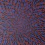 Tableau moderne : particule bleue et rouge.