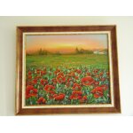 Tableau peinture huile sur toile  coquelicot