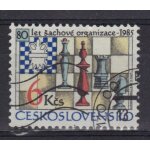 Tchecoslovaquie 1985 : 80è anniversaire de la fédération tchèque d'échecs : echiquier, pièces et emblème ... Tchecoslovaquie 1985 : 80è anniversaire de la fédération tchèque d'échecs : echiquier, pièces et emblème ...