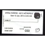 Ticket billet demi tarif op�ra th��tre metz fauteuil 033 hamlet france