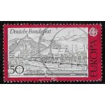 Timbre d'allemagne de l'ouest n782 y & t 50 p. rouge et noir europa paysages paysage rhnan le siebengebinge ...