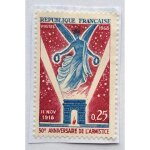 Timbre comm�moratif 50e anniversaire armistice 11 novembre 1918, france, 1968, num�ro yvert & tellier ...