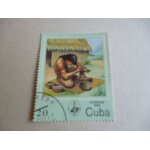 Timbre  cuba 1985 :pr�paration culinaire .