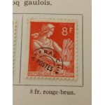 Timbre france pr�oblit�r� 108 moissonneuse 8f rouge brun
