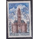 Timbre n1500 y&t 0, 60 f bleu - clair, bleu fonc et bistre monuments et sites porte de l'horloge a vire ...
