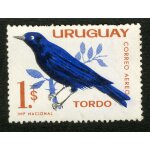 Timbre non oblit�r� uruguay, correo aereo, tordo, 1 s, imp nacional