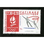 Timbre oblit�r� patinage artistique, albertville, la poste 1990, r�publique fran�aise, 2, 30 + 0, 20