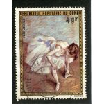 Timbre oblit�r� r�publique populaire du congo, danseuse assise nouant son brodequin, degas 1834 - 1917, ...
