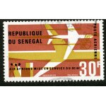 Timbre oblit�r� r�publique du s�n�gal, air afrique mise en service du dc - 8f, poste a�rienne, 30 f