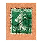 Timbre oblit�r� - type   semeuse cam�e   - 5 cts - roty / mouchon - 1907