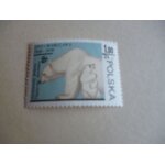 Timbre  pologne:50 ans du zoo de varsovie :1928 - 1978 :ours blanc .