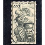 Timbre de poste a�rienne du cameroun (avion et masque)