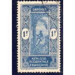 Timbre - poste du dahomey (r�colte des noix de coco)