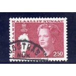 Timbre - poste du groenland (reine margrethe ii et carte du groenland)