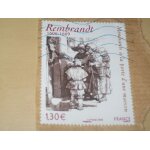 Timbre rembrandt  mendiants a la porte d'une maison