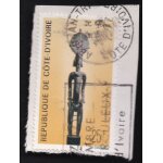Timbre r�publique de c�te d'ivoire : statuette senoufo, 25 f