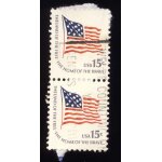 Timbre u s a, the land of the free the home of the brave et drapeau, 15 cents, oblit�r�