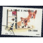 S. tom� et principe 1995 oblit�r� rond chien welsh corgi canis lupus familiaris su