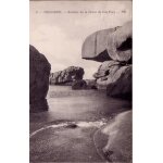 Tregastel - rochers de la gr�ve de coz pors - oblit�r�e 1927 - ref 020 182