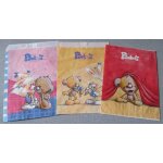 Trois simples pochettes papier diddl : fond rouge pimboli + fond jaune pimboli et mimihopps + fond rose ...