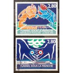 Tunnel sous la manche 1 (lion & coq / bleu fonc�) 2, 80 (n 2880) + tunnel sous la manche 2 (mains / bleu ...