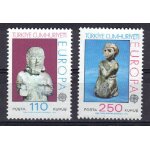 Turquie 1974 europa : sculptures : statue d'un roi / statuette d'enfant - srie entire de 2 timbres ...