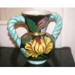 Vase avec anses art d�co vallauris d�cor fait main sign� artisanat d'art