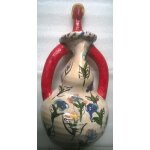 Vase art brut anthropomorphe seins femme blonde fleuri c�ramique sign� sans d�faut