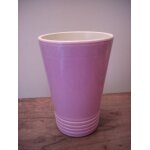 Vase rose - evas� - en c�ramique - fa�ence - h 19. 5 cm - tbe