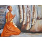 Veneration - couteau sur toile lin - 100 x 80