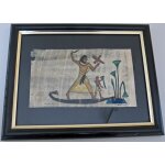 V�ritable papyrus peint a la main repr�sentant un fauconnier.