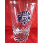 Verre a bire speciale dog ale (haacht) 1950 25 cl ancien emaill bleu, rouge blanc. fond epais cannel ...