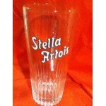 Verre a bire stella artois ancien emaill blanc / noir 25 cl bords non dors - fond epais crnel