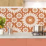 2 bandeaux xl crdence adhsifs pour cuisine - orange - 2x(120x45 cm)