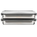 2 botes rectangulaires inox 1930ml