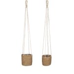 2 cache - pots en jonc de mer marron clair h16 2 cache - pots en jonc de mer marron clair h16
