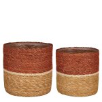 2 cache - pots  plantes en jonc de mer rouge d20