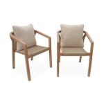 2 chaises de jardin bois et corde avec coussin