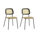 2 chaises de repas en simili cuir et cannage beige 2 chaises de repas en simili cuir et cannage beige