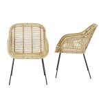 2 chaises en rotin et métal 2 chaises en rotin et métal