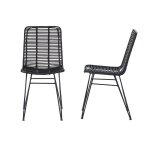 2 chaises en rotin et mtal noires