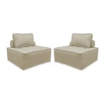 2 chauffeuses pour canap tissu capitonn beige