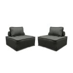 2 chauffeuses pour canapé tissu capitonné gris 2 chauffeuses pour canapé tissu capitonné gris