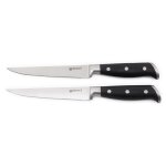 2 couteaux  steak en acier noir 25cm