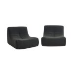2 fauteuils chauffeuses bouclette texturée noir 2 fauteuils chauffeuses bouclette texturée noir