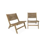 2 fauteuils de jardin bois et rsine effet paille
