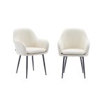 2 fauteuils velours ctel blanc cass pieds mtal