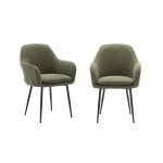 2 fauteuils velours c�tel� kaki pieds m�tal