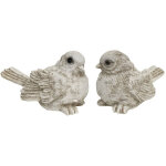 2 oiseaux dcoratifs en rsine blanche vieillie 8. 5 x 5. 5 cm