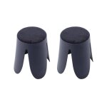 2 tabourets empilables bleu marine, bouclette textur�e